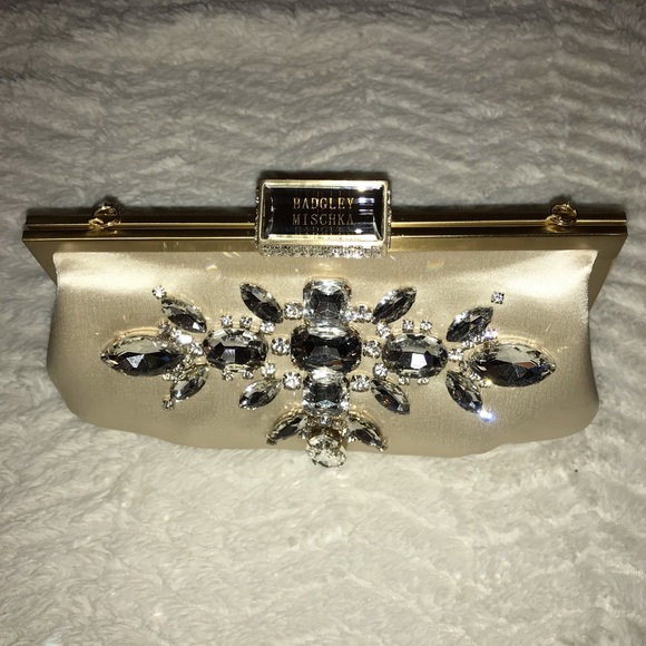 Badgley Mischka Jeweled Snap Clutch Ivory - Picture 8 of 11